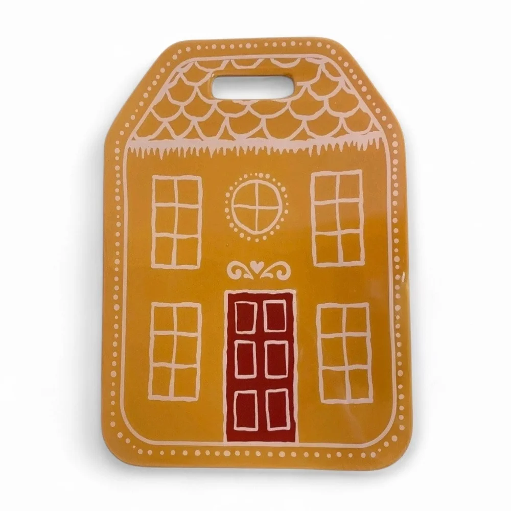 Ceramic Gingerbread House Cutting Board Tan Neutral Color